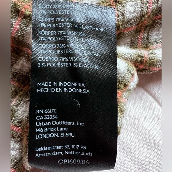 Pilcro Pink Green Plaid Textured Button Down Long Sleeve Shirt Cottagecore - Med - Picture 9 of 9